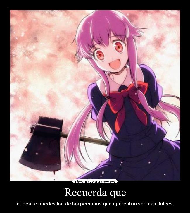 carteles mirai nikki miedo desmotivaciones