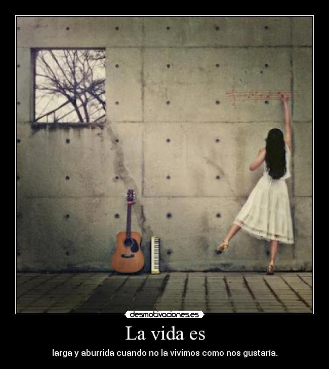 La vida es - larga y aburrida cuando no la vivimos como nos gustaría.