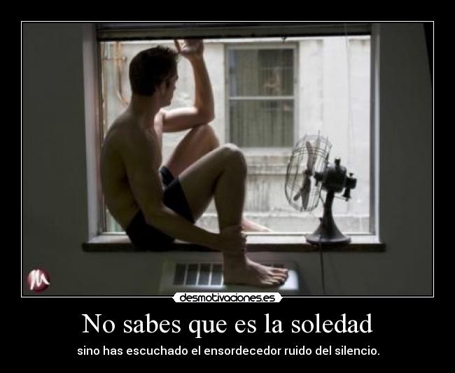 No sabes que es la soledad - sino has escuchado el ensordecedor ruido del silencio.