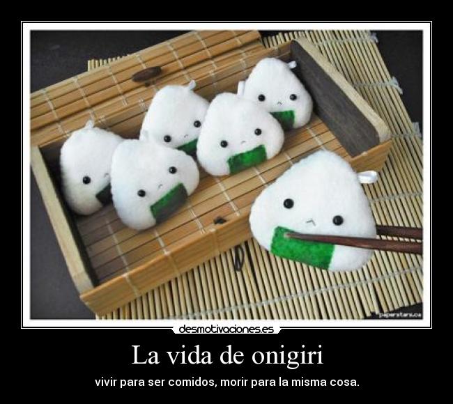La vida de onigiri - vivir para ser comidos, morir para la misma cosa.