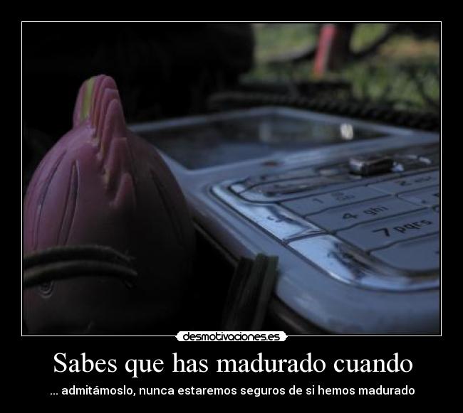 Sabes que has madurado cuando - 