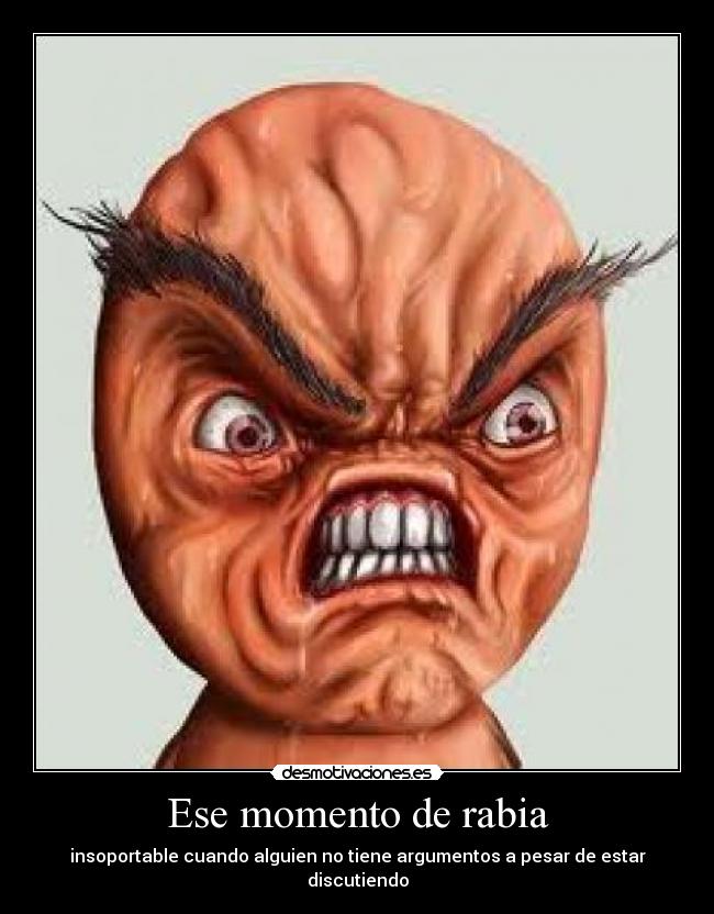 Ese momento de rabia - insoportable cuando alguien no tiene argumentos a pesar de estar discutiendo