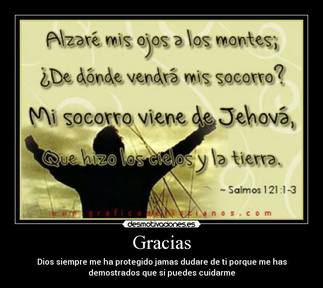 Gracias - Dios siempre me ha protegido jamas dudare de ti porque me has
demostrados que si puedes cuidarme