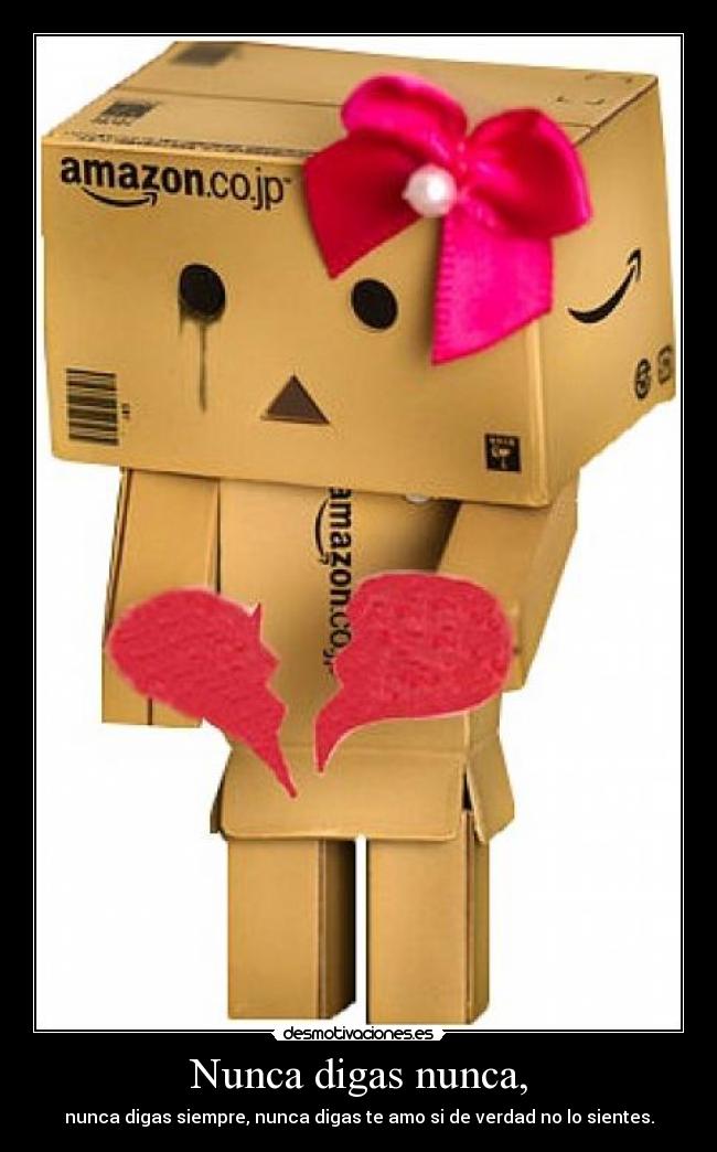 Nunca digas nunca, - nunca digas siempre, nunca digas te amo si de verdad no lo sientes.