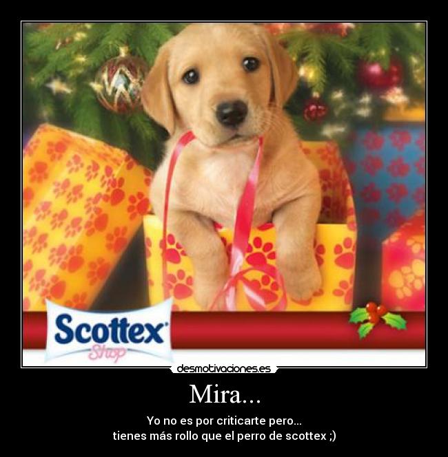 Mira... - Yo no es por criticarte pero...
tienes más rollo que el perro de scottex ;)