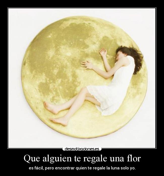 Que alguien te regale una flor - es fácil, pero encontrar quien te regale la luna solo yo.