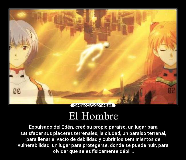 carteles neon genesis evangelion gendo ikari hombre eden paraiso ciudad desmotivaciones