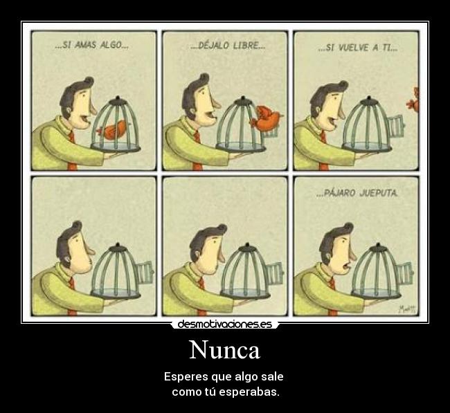 Nunca - Esperes que algo sale
como tú esperabas.