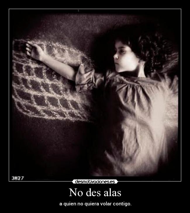 No des alas - a quien no quiera volar contigo.