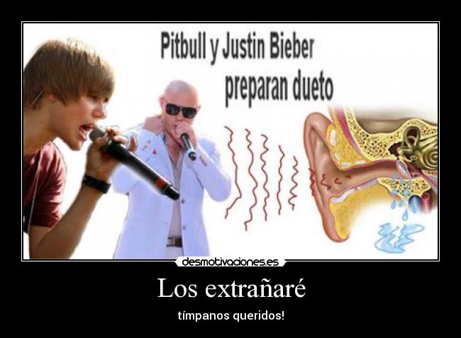 carteles timpanos rotos justin bieber pirbull desmotivaciones