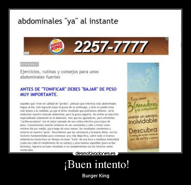 ¡Buen intento! - Burger King