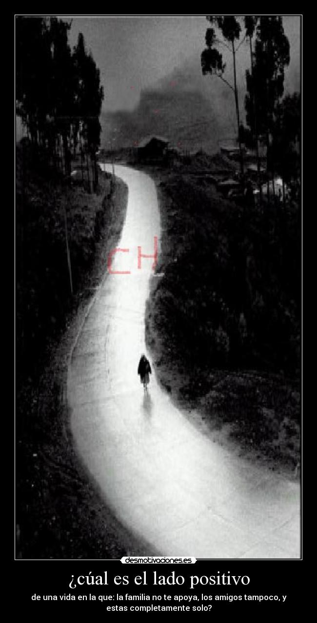 ¿cúal es el lado positivo - de una vida en la que: la familia no te apoya, los amigos tampoco, y
estas completamente solo?