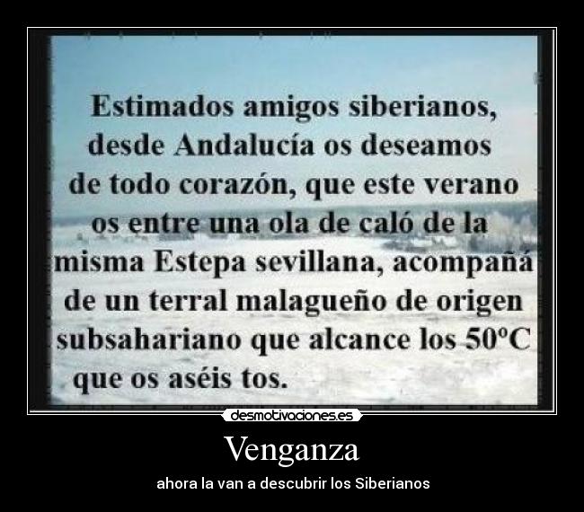 Venganza - ahora la van a descubrir los Siberianos