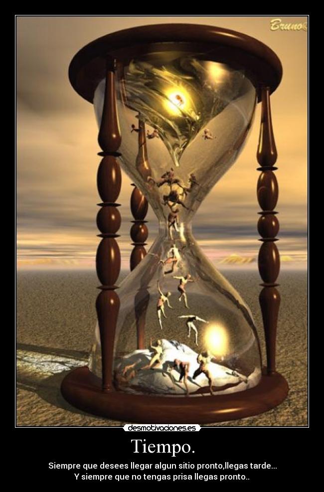 Tiempo. - Siempre que desees llegar algun sitio pronto,llegas tarde...
Y siempre que no tengas prisa llegas pronto..