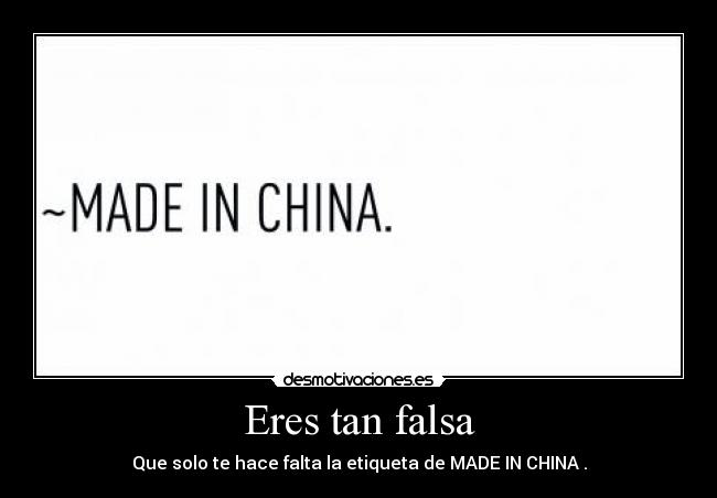 Eres tan falsa - Que solo te hace falta la etiqueta de MADE IN CHINA .