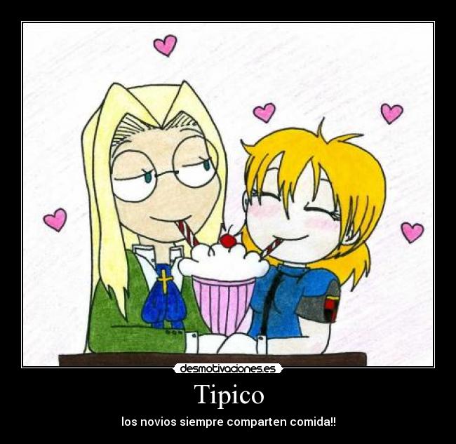 Tipico - los novios siempre comparten comida!!