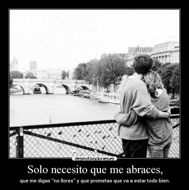 Solo necesito que me abraces, - que me digas no llores y que prometas que va a estar todo bien.