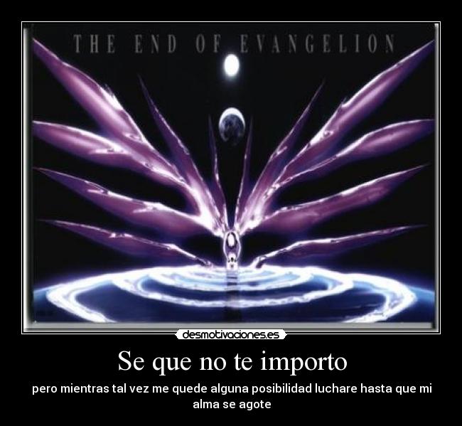 Se que no te importo - pero mientras tal vez me quede alguna posibilidad luchare hasta que mi alma se agote