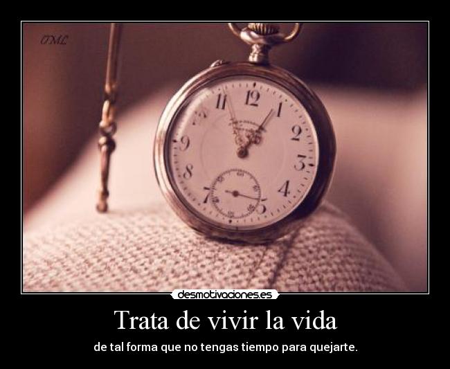 Trata de vivir la vida - de tal forma que no tengas tiempo para quejarte.