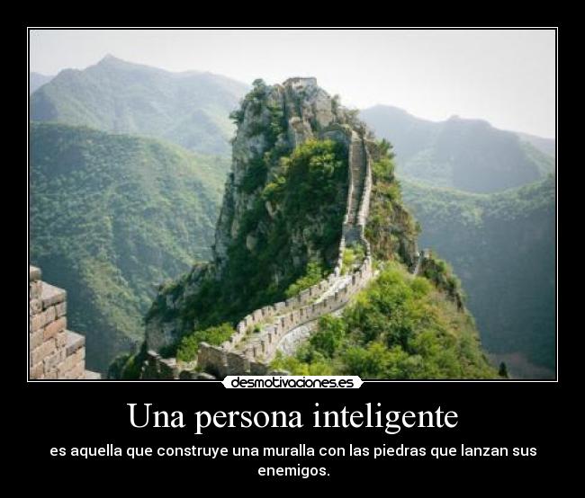 Una persona inteligente - es aquella que construye una muralla con las piedras que lanzan sus enemigos.