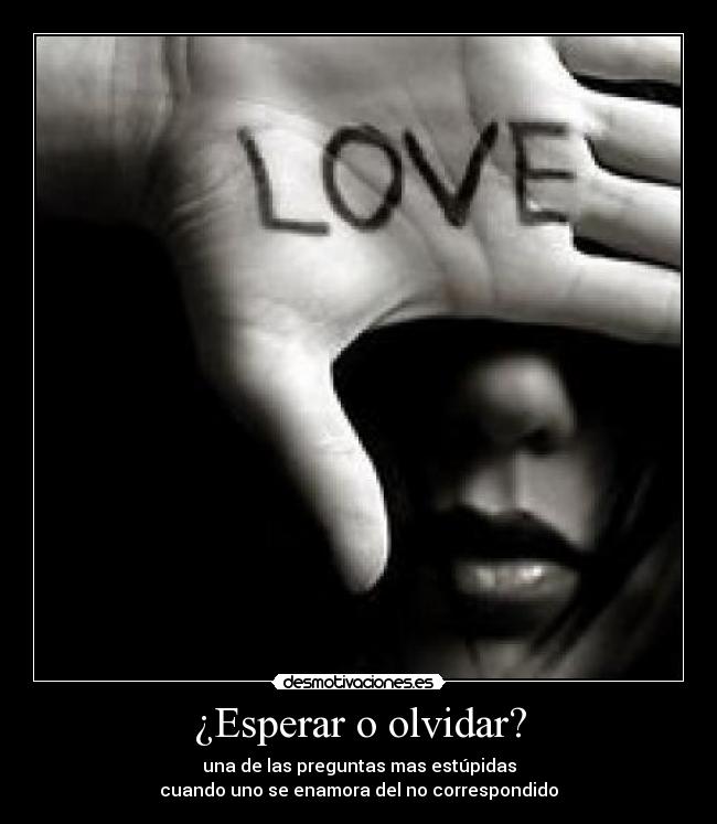 ¿Esperar o olvidar? - una de las preguntas mas estúpidas
cuando uno se enamora del no correspondido