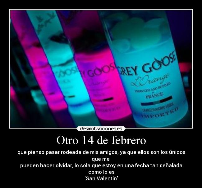 Otro 14 de febrero - que pienso pasar rodeada de mis amigos, ya que ellos son los únicos que me
pueden hacer olvidar, lo sola que estoy en una fecha tan señalada como lo es
San Valentín