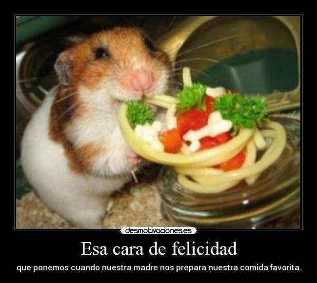 Esa cara de felicidad - que ponemos cuando nuestra madre nos prepara nuestra comida favorita.