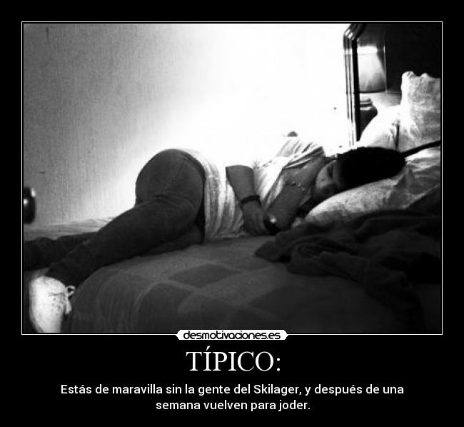 TÍPICO: - Estás de maravilla sin la gente del Skilager, y después de una
semana vuelven para joder.
