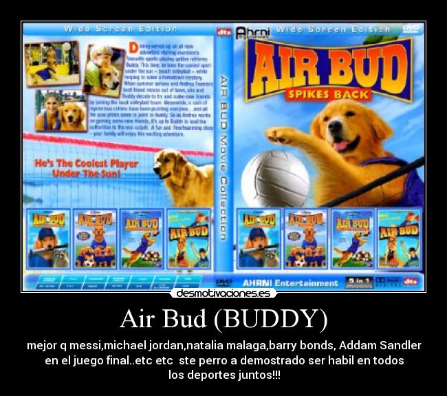 Air Bud (BUDDY) - mejor q messi,michael jordan,natalia malaga,barry bonds, Addam Sandler
en el juego final..etc etc ste perro a demostrado ser habil en todos
los deportes juntos!!!