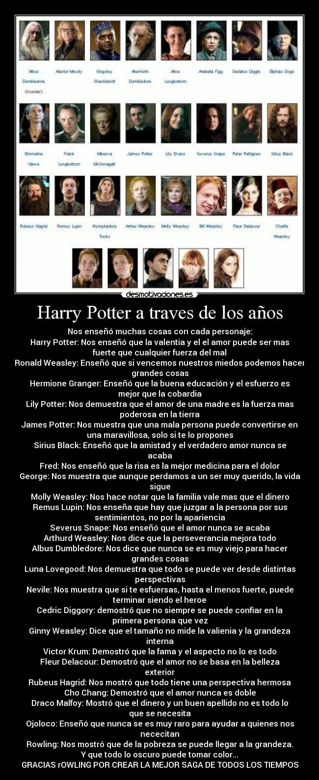 Harry Potter a traves de los años -