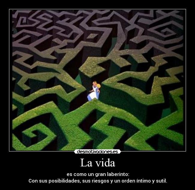 La vida - es como un gran laberinto:
Con sus posibilidades, sus riesgos y un orden íntimo y sutil.