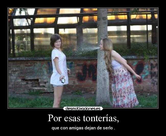 Por esas tonterías, - que con amigas dejan de serlo .