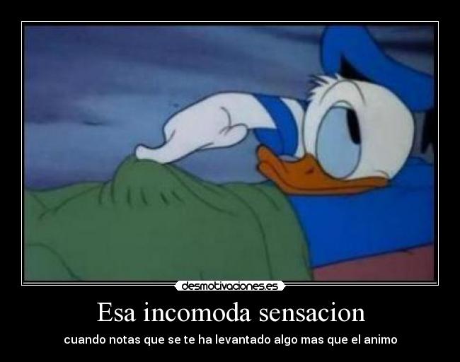 Esa incomoda sensacion - cuando notas que se te ha levantado algo mas que el animo