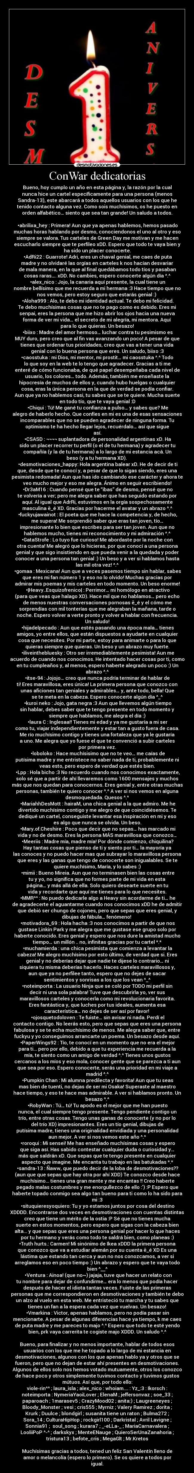 ConWar dedicatorias -