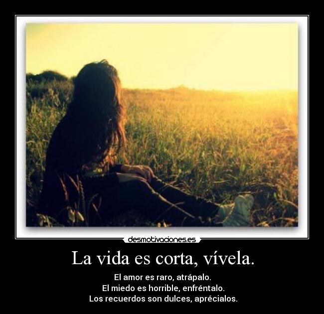 La vida es corta, vívela. -