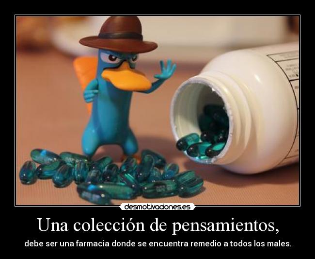 Una colección de pensamientos, - debe ser una farmacia donde se encuentra remedio a todos los males.