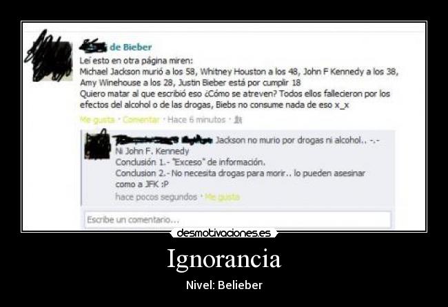 Ignorancia - Nivel: Belieber