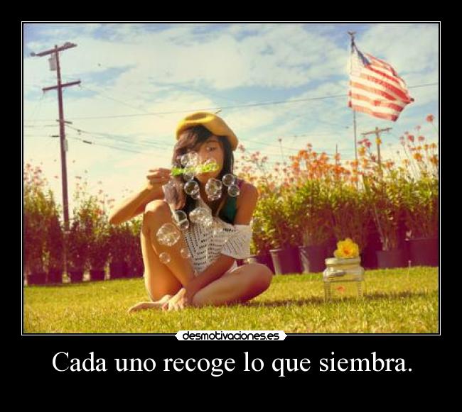 Cada uno recoge lo que siembra. -