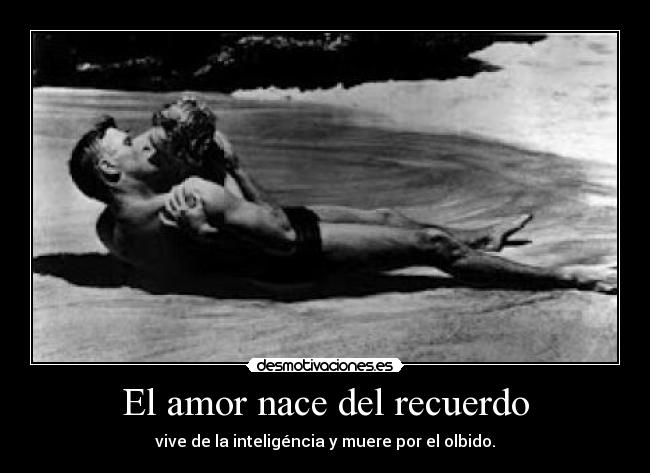 El amor nace del recuerdo - vive de la inteligéncia y muere por el olbido.