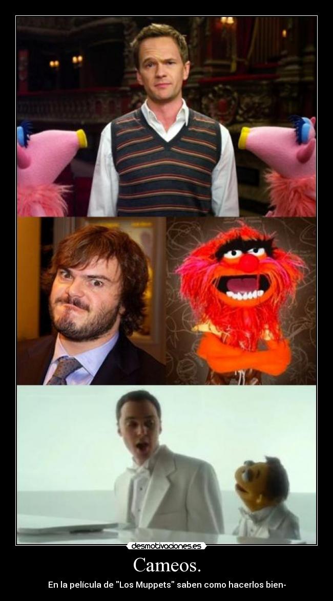 Cameos. - En la película de Los Muppets saben como hacerlos bien-