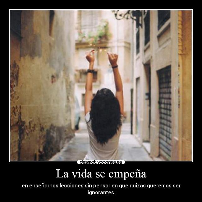La vida se empeña - en enseñarnos lecciones sin pensar en que quizás queremos ser ignorantes.