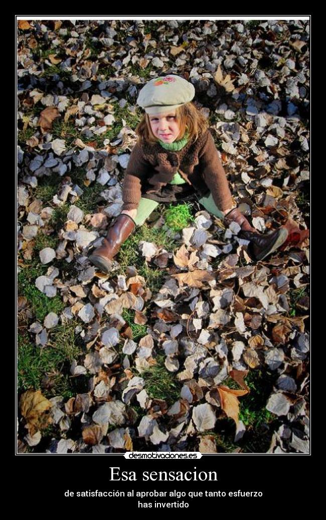 Esa sensacion - de satisfacción al aprobar algo que tanto esfuerzo
has invertido