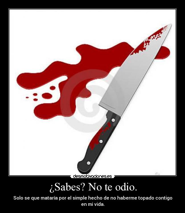 ¿Sabes? No te odio. - Solo se que mataría por el simple hecho de no haberme topado contigo en mi vida.