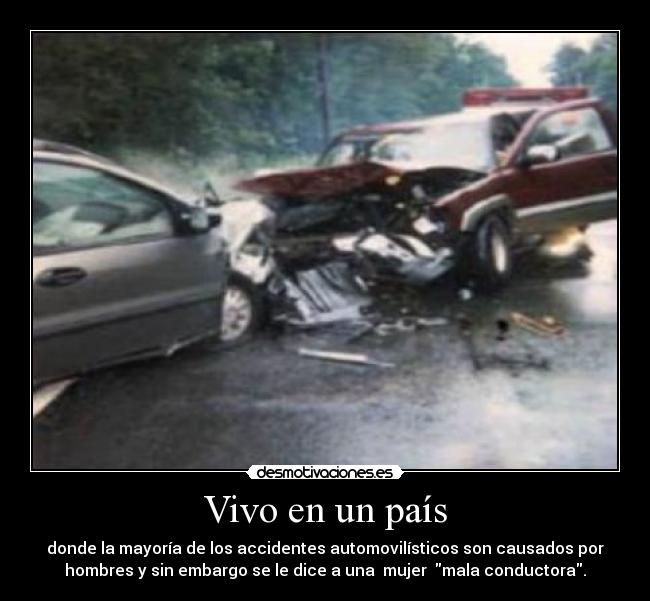 Vivo en un país - donde la mayoría de los accidentes automovilísticos son causados por
hombres y sin embargo se le dice a una mujer mala conductora.