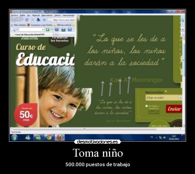 Toma niño - 500.000 puestos de trabajo