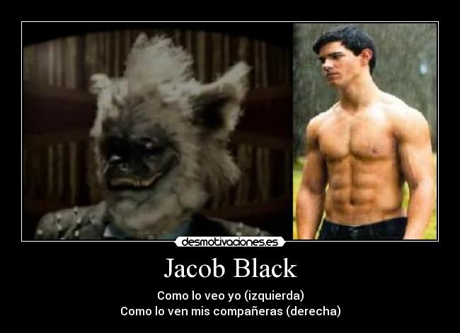 Jacob Black - Como lo veo yo (izquierda)
Como lo ven mis compañeras (derecha)
