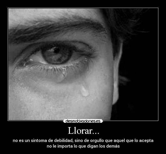 Llorar... - no es un sintoma de debilidad, sino de orgullo que aquel que lo acepta
no le importa lo que digan los demás
