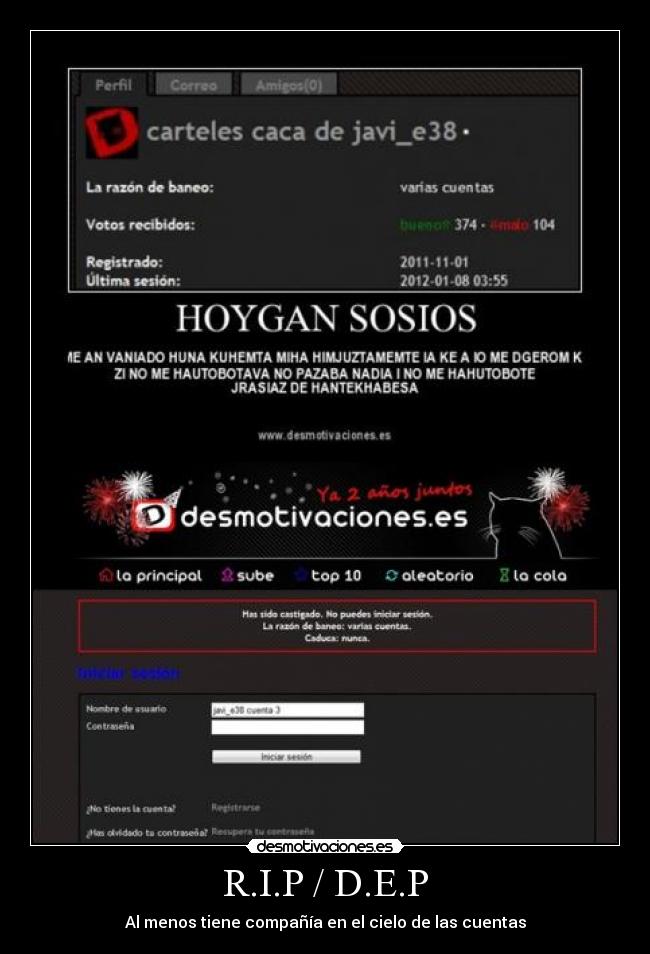 R.I.P / D.E.P - Al menos tiene compañía en el cielo de las cuentas