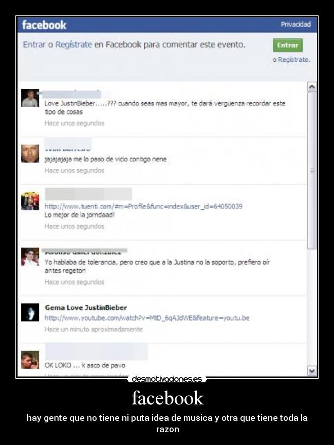 facebook - hay gente que no tiene ni puta idea de musica y otra que tiene toda la razon