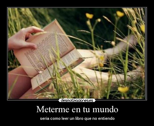 Meterme en tu mundo - seria como leer un libro que no entiendo